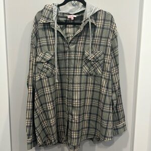 PS Love Flannel Shirt with removable hood
